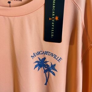 Margaritaville Peach Rash Guard with Blue Logo